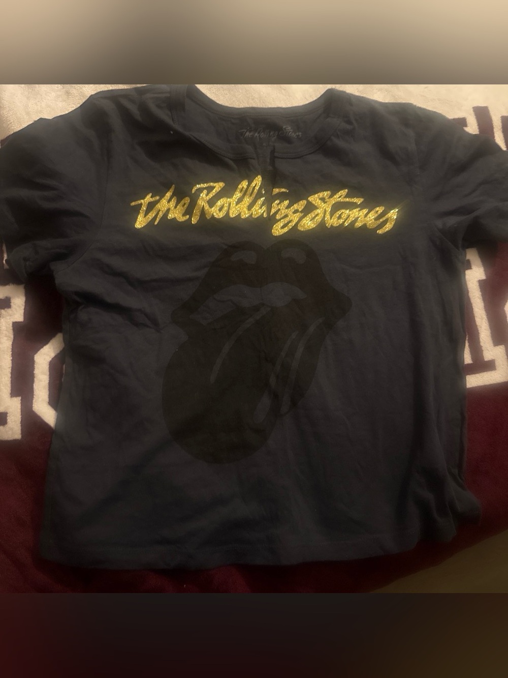 The Rolling Stones Black Tee with Gold Script